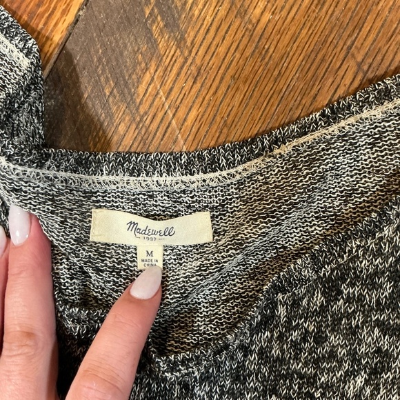 Madewell Black White Marled 100% Linen Lightweight Sweater Women’s Medium - Picture 3 of 6